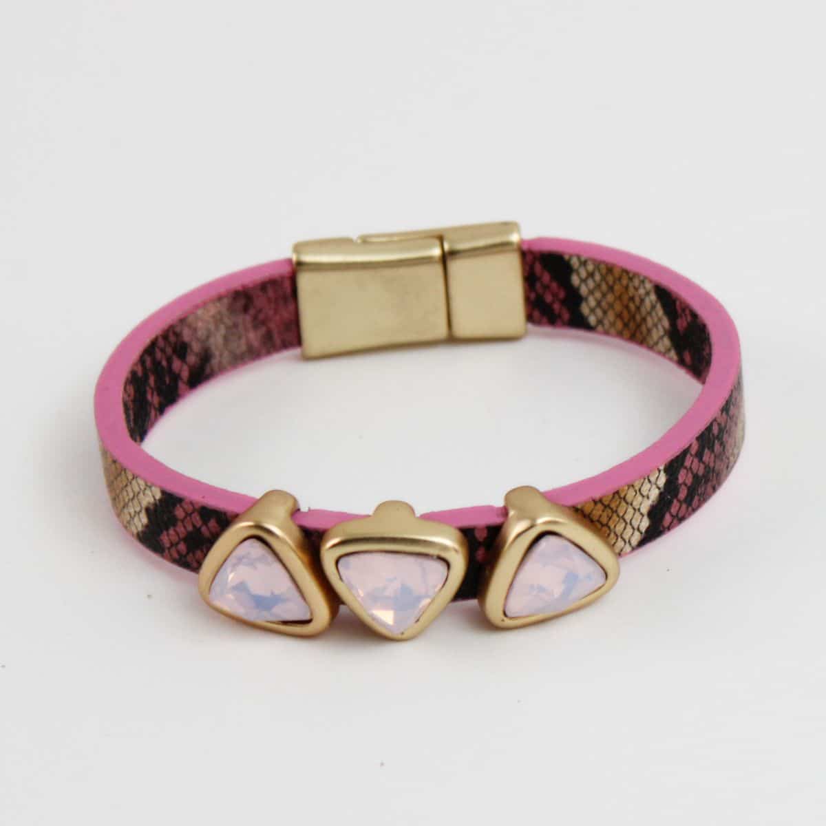 Pink Triangle Leather Bracelet by Sylca