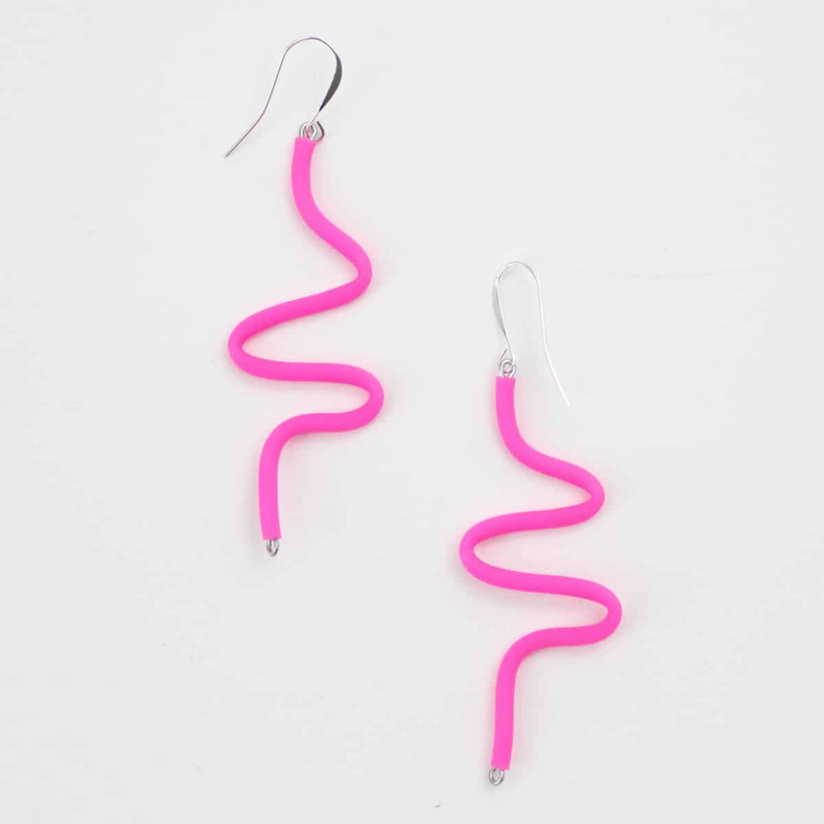 Artistic Rubber Tubing Naya Earrings Orange