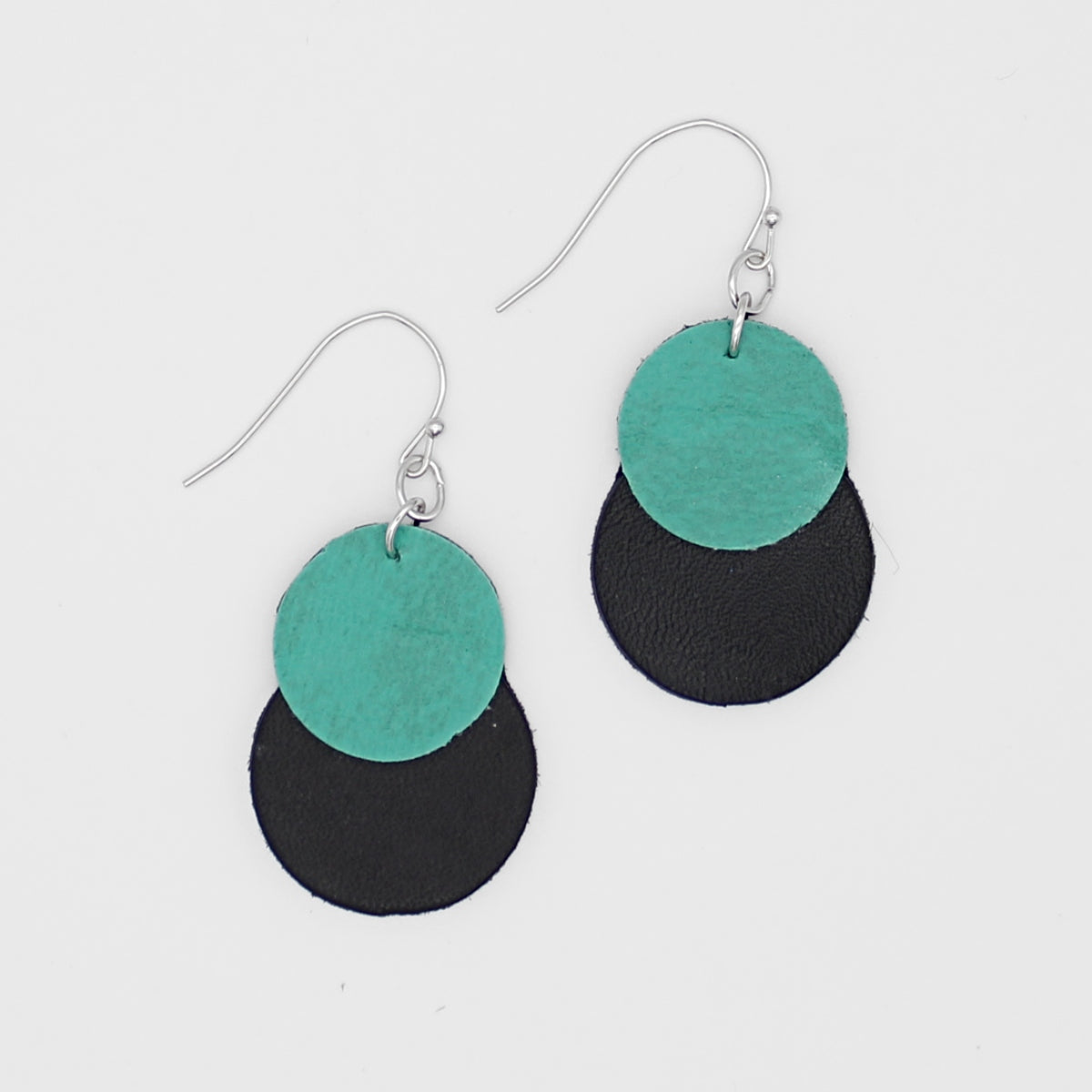 Teal deals leather earrings