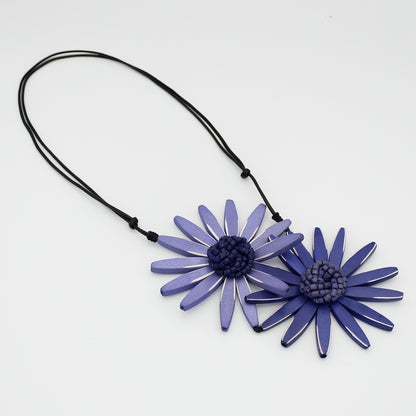 Purple Amaya Double Flower Statement Necklace