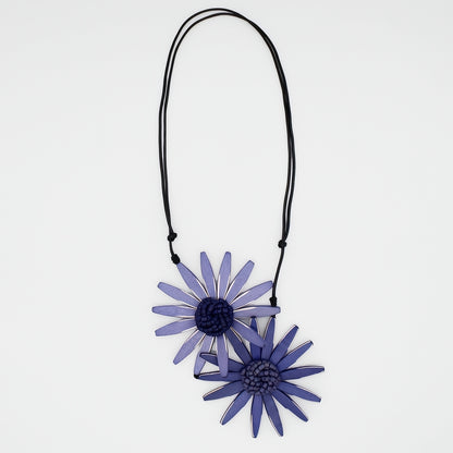 Purple Amaya Double Flower Statement Necklace