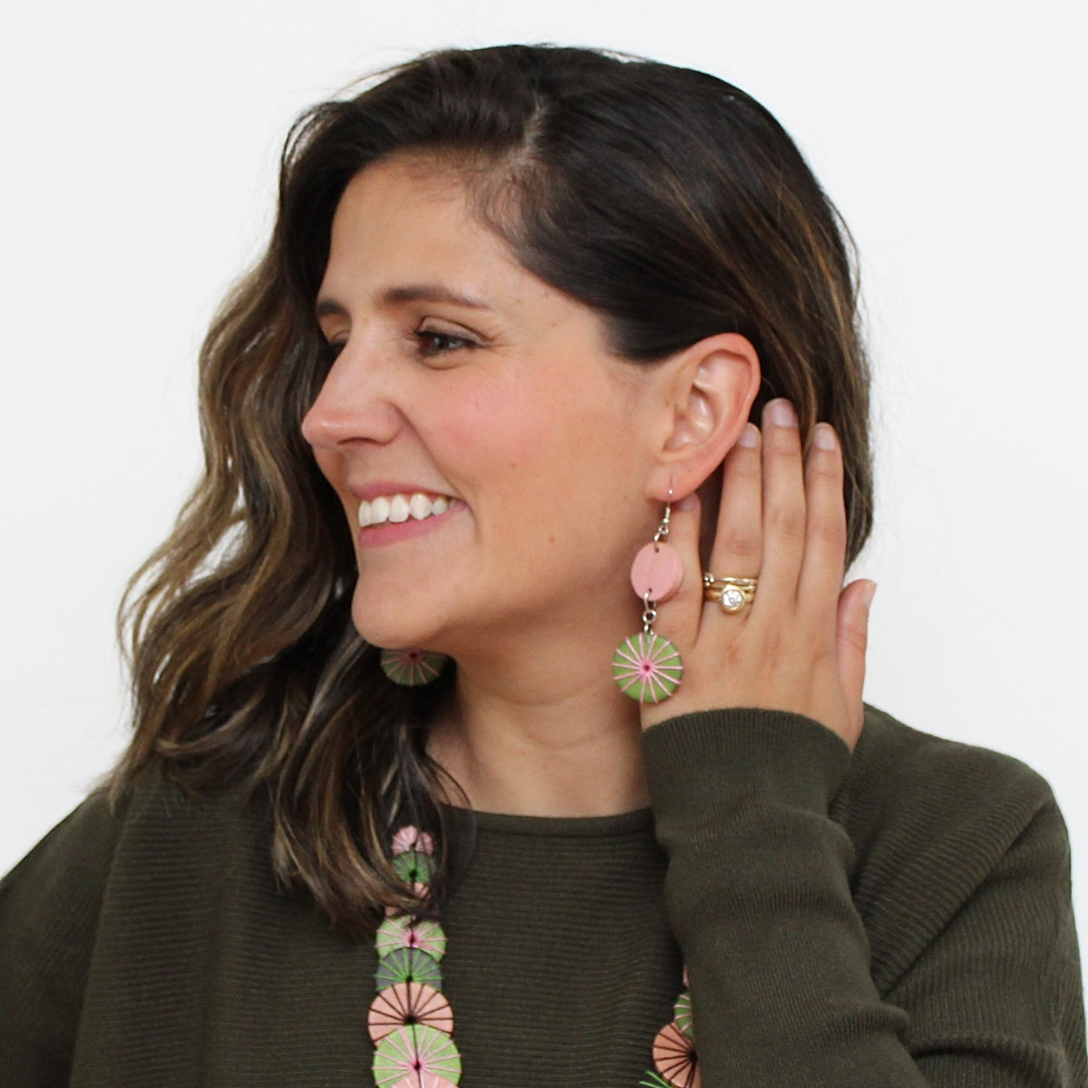 Green and Pink Leilani Earrings