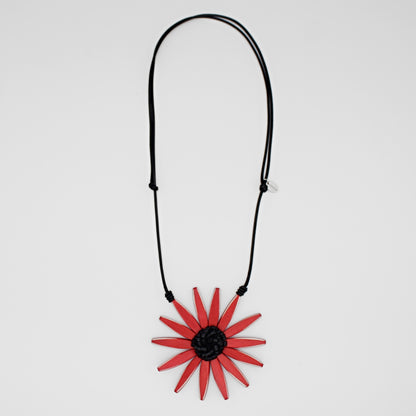 Red flower chunky necklace