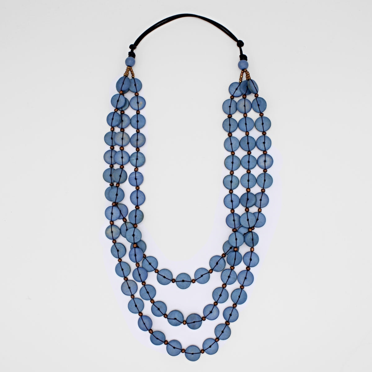 Denim Blue Jacey Triple Strand Necklace