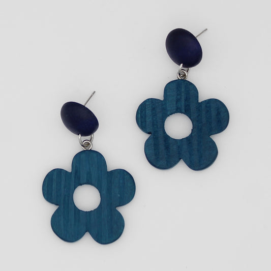 Blue Petalwood Earrings