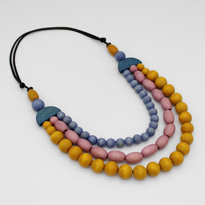 Multi-Color Wood Bead Cailee Statement Necklace