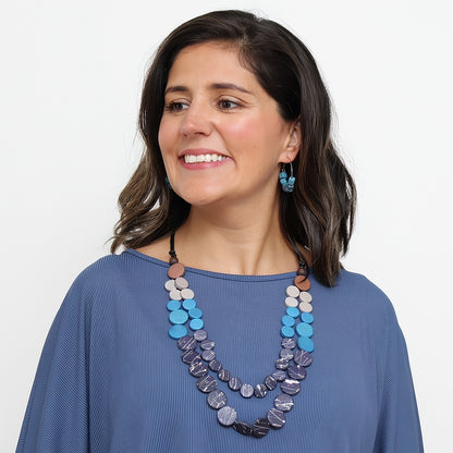 Azure Elegance Double Strand Statement Necklace