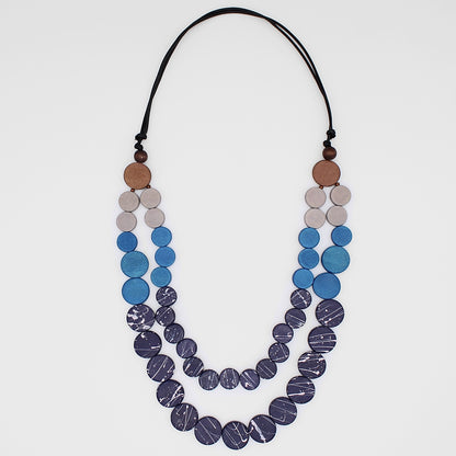 Azure Elegance Double Strand Statement Necklace