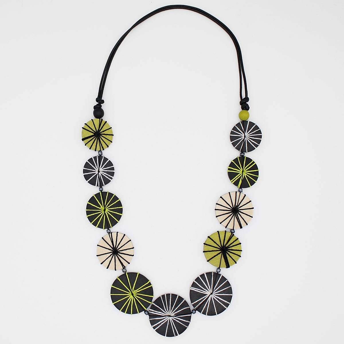 Black and Lime Threaded Valerie Necklace