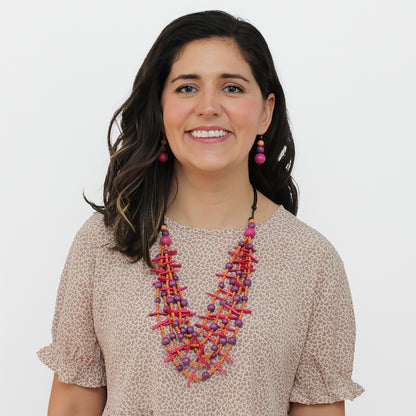 Fuchsia Multi-Strand Lela Necklace