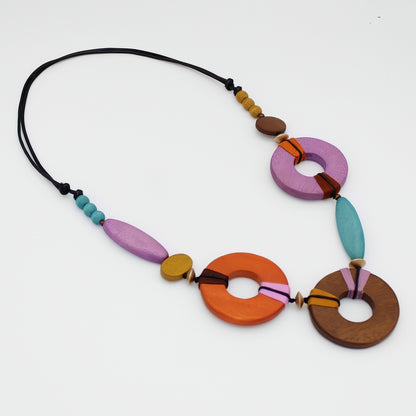 Saylor Multi-Color Wood Open Bead Necklace