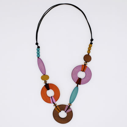 Saylor Multi-Color Wood Open Bead Necklace