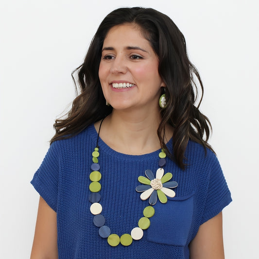 Lime Green Dahlia Statement Necklace