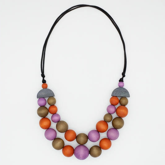 Orange Zuri Round Bead Necklace