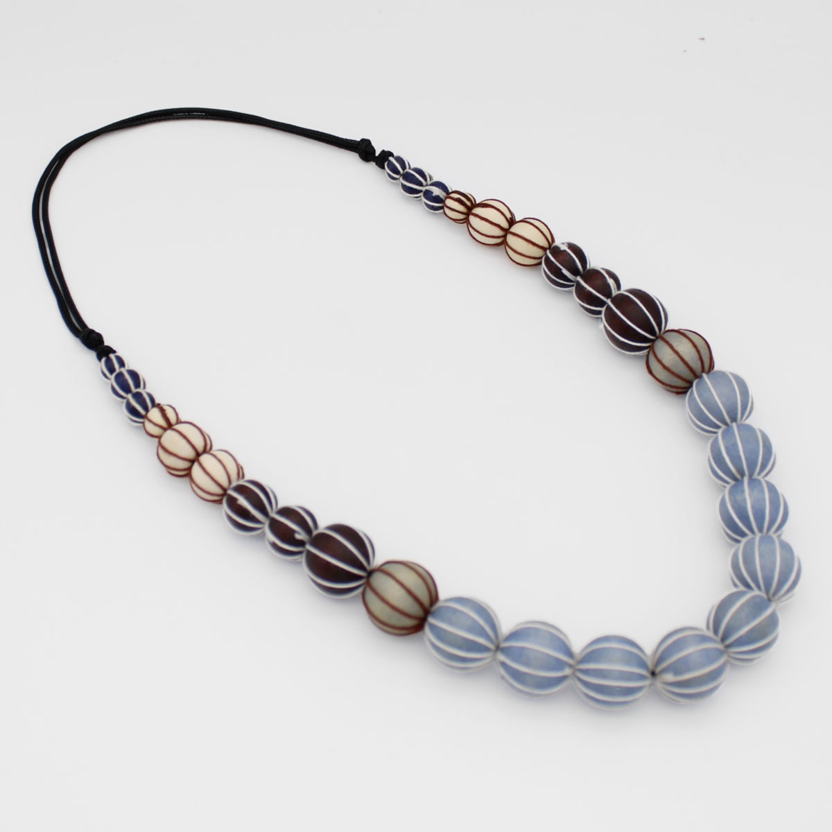 Brown Pietra Graduated Wrapped Bead Necklace