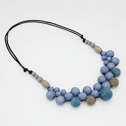 Blue Wood Bead Audrey Necklace