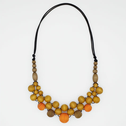 Orange Wood Bead Audrey Necklace