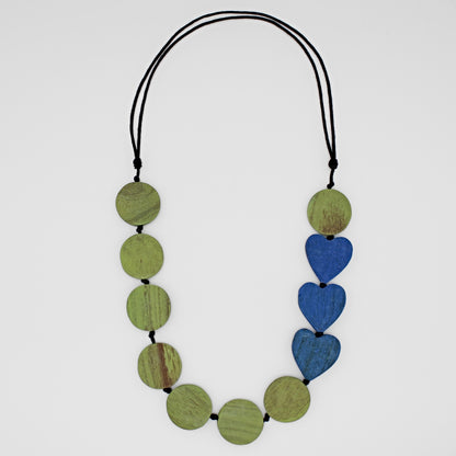 Lime Charmaine Wooden Heart Necklace