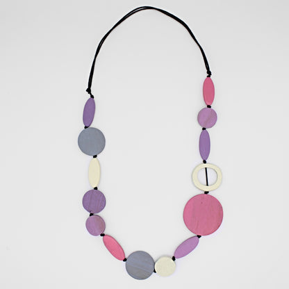 Pink Wood Geo Shaped Necklace