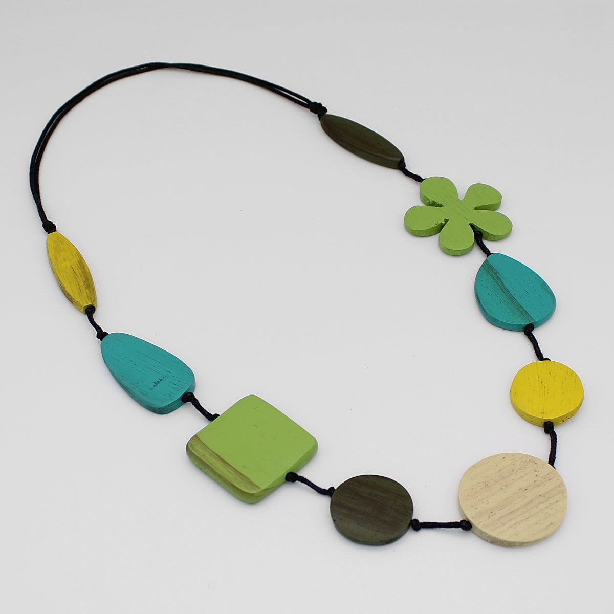 Green Blossom Wood Necklace