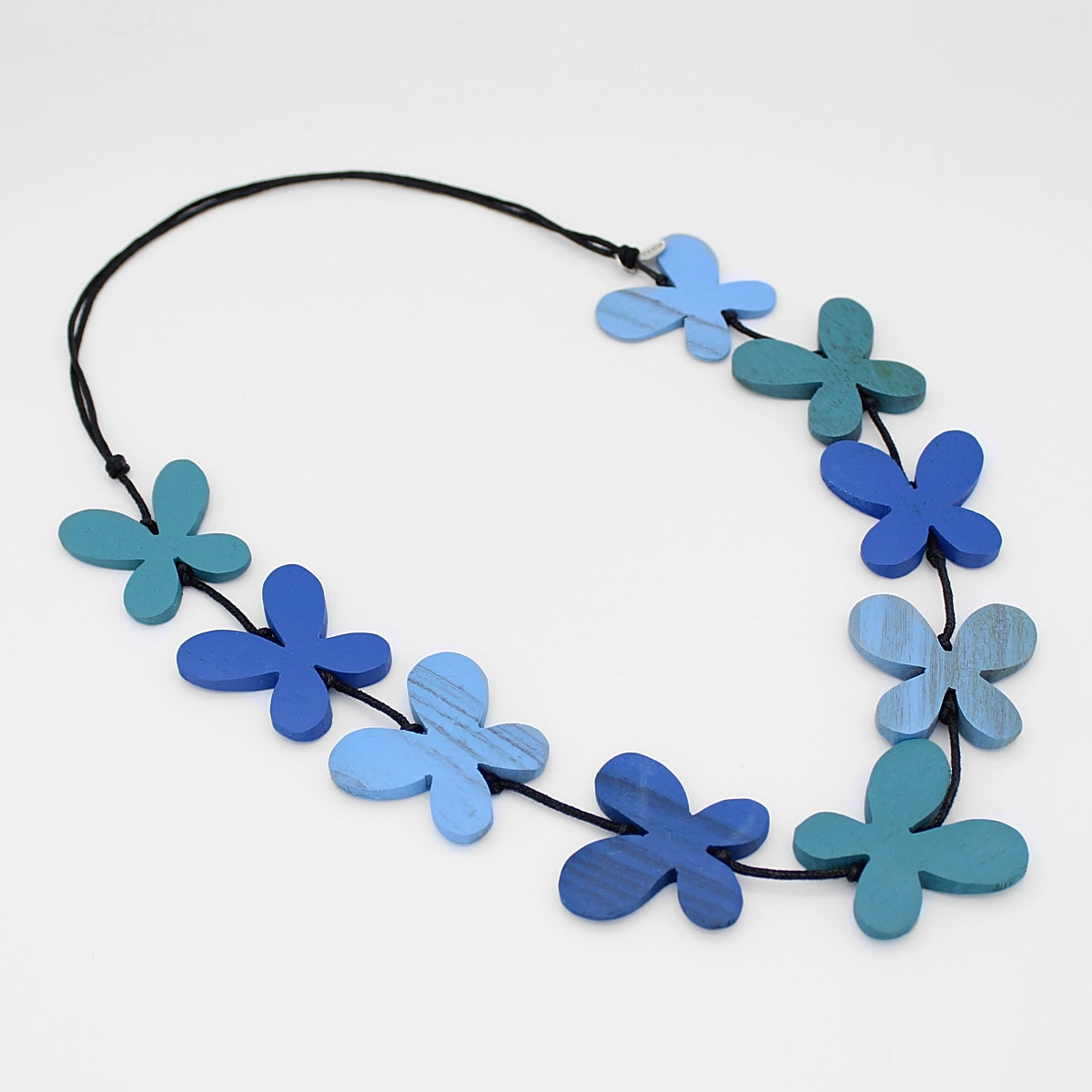 Blue Hues Wood Monarch Necklace