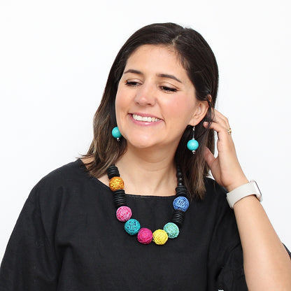 Multi Color Threaded Rasha Necklace