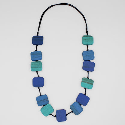 Shades of Blue Shelby Wood Necklace