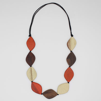 Contemporary Wood Bead Orange Necklace