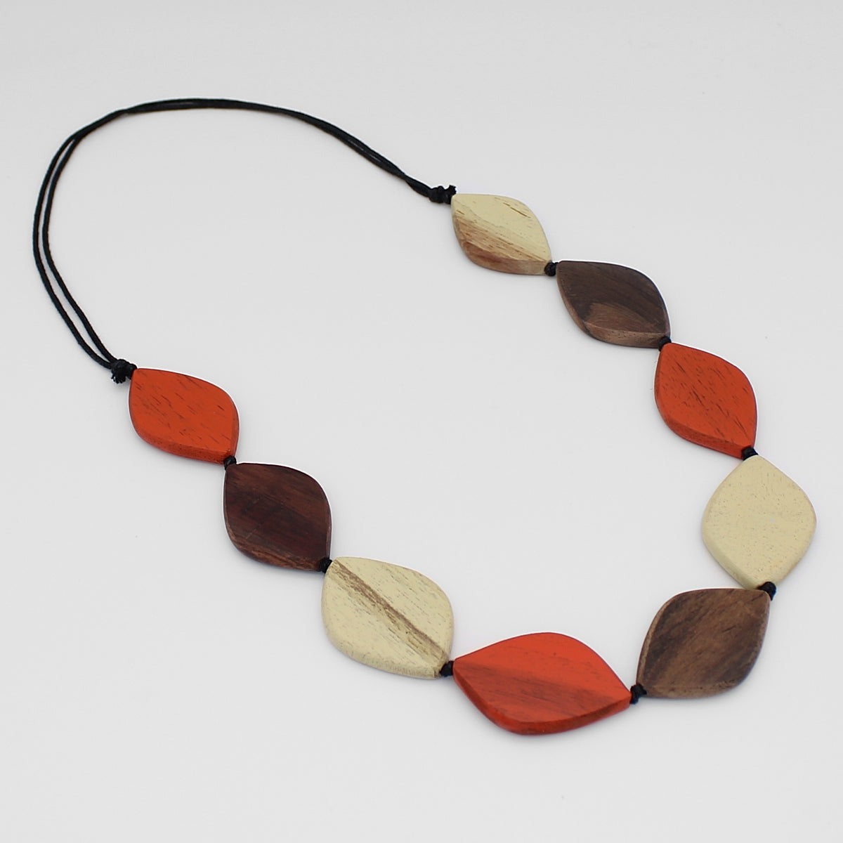 Contemporary Wood Bead Orange Necklace