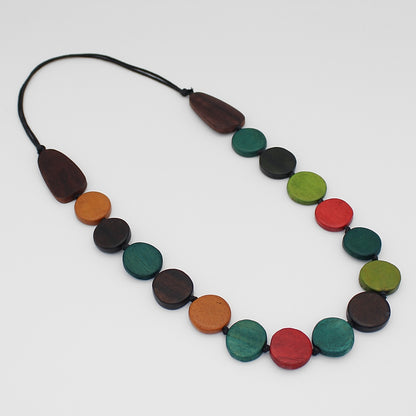 Multi Color London Wood Bead Necklace