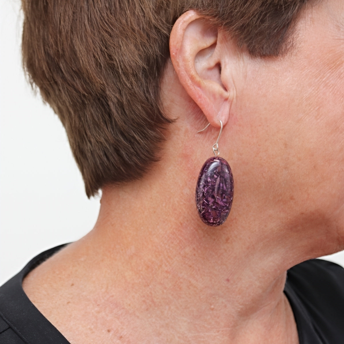 Purple Speckled Thea Earring