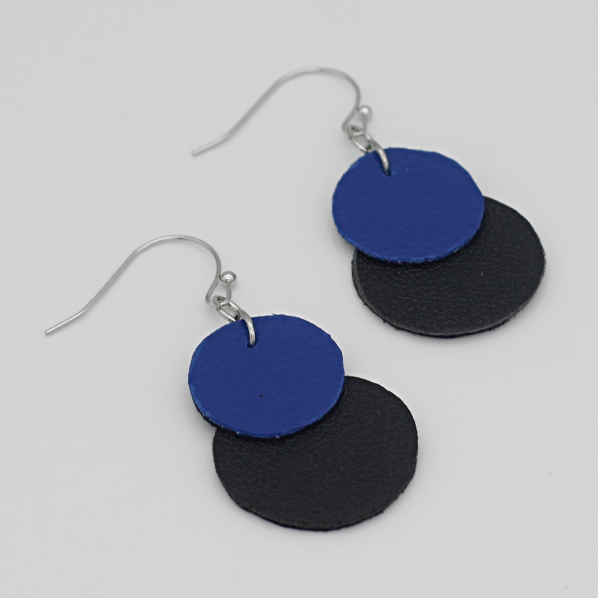 Blue Paris Leather Earrings