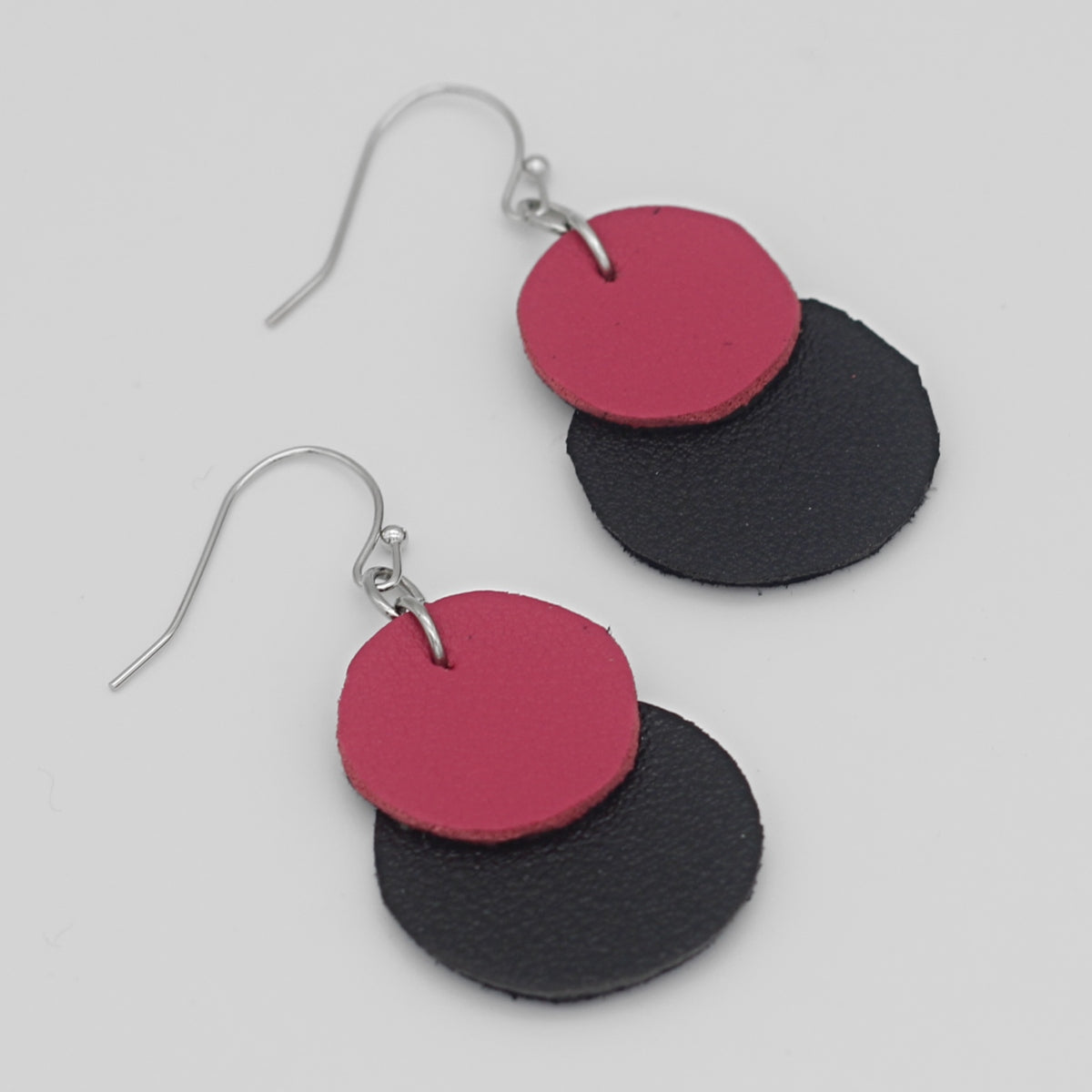 Pink Paris Leather Earrings