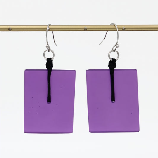 Purple Rectangle Dangle Earrings