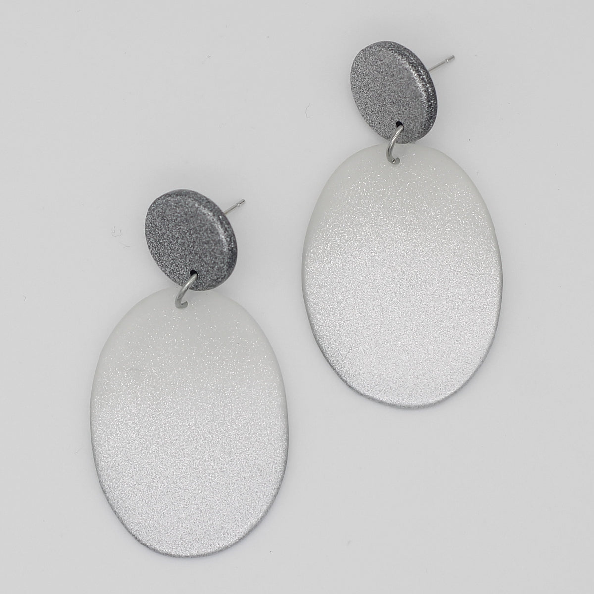 Silver Oval Bailee Drop Earrings