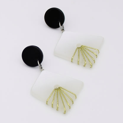 White and Gold Thalia Drop Earrings