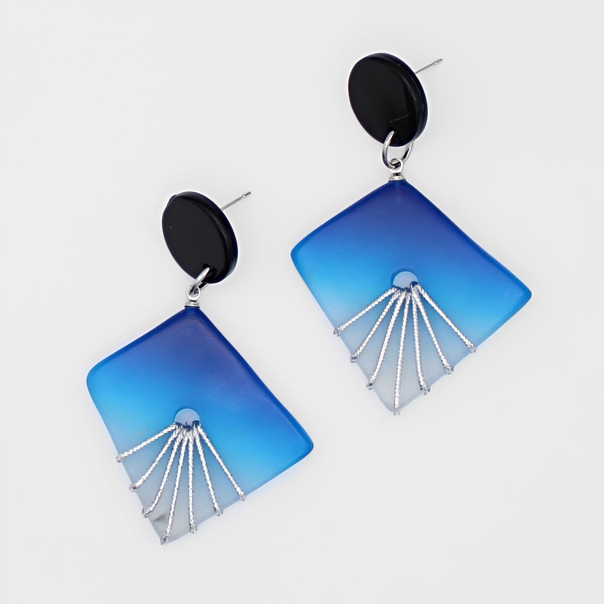 Blue and Silver Thalia Drop Earrings