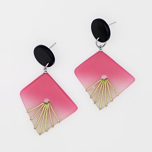 Pink and Gold Thalia Drop Earrings