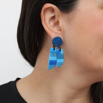 Blue Geometric Earring