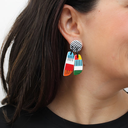 Multi Color Geometric Earring