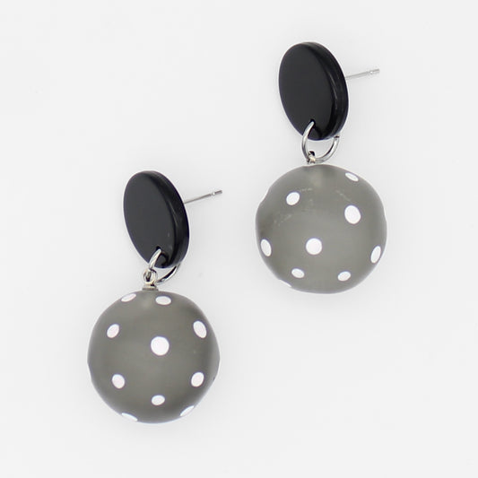 Grey Frosted Polka Dot Reiko Earrings