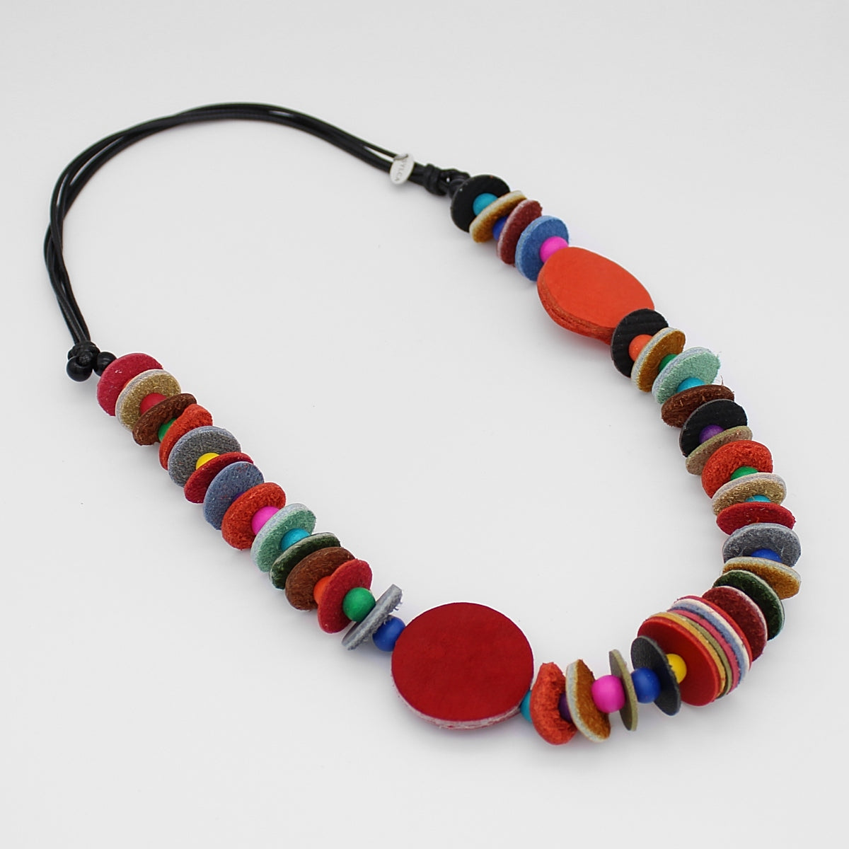 Multi Color Leather Disc Paloma Necklace – Sylca Designs