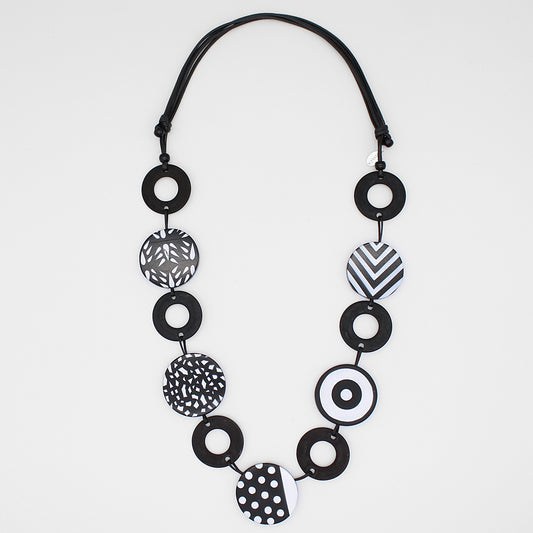 Celine Black and White Circle Statement Necklace