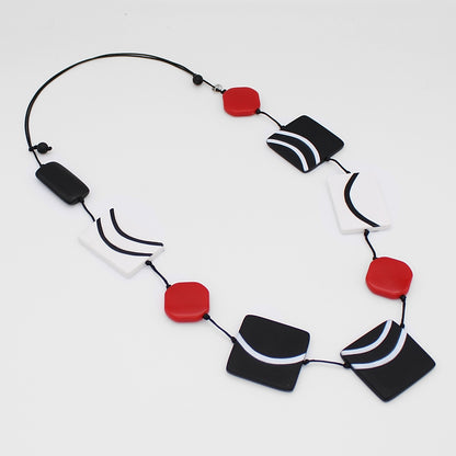 Posi Black, White and Red Statement Necklace