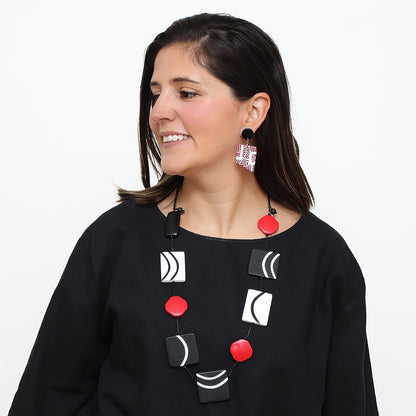 Posi Black, White and Red Statement Necklace