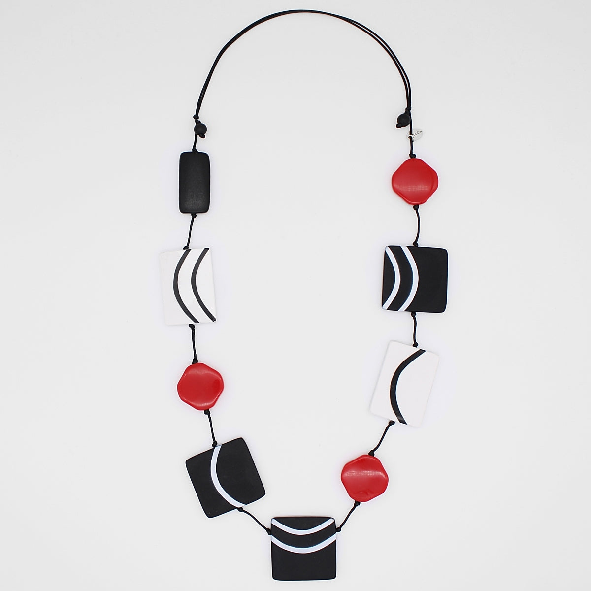 Posi Black, White and Red Statement Necklace