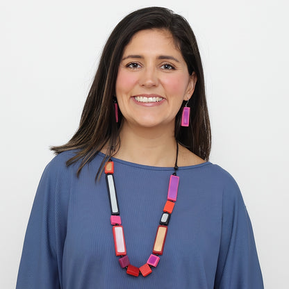 Pink Sloan Rectangles Statement Necklace