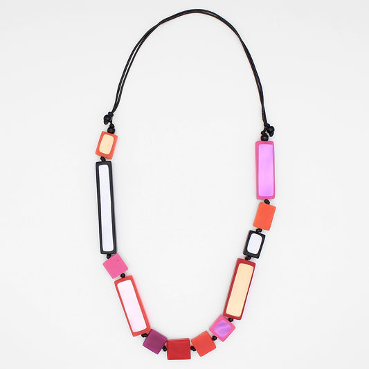 Pink Sloan Rectangles Statement Necklace