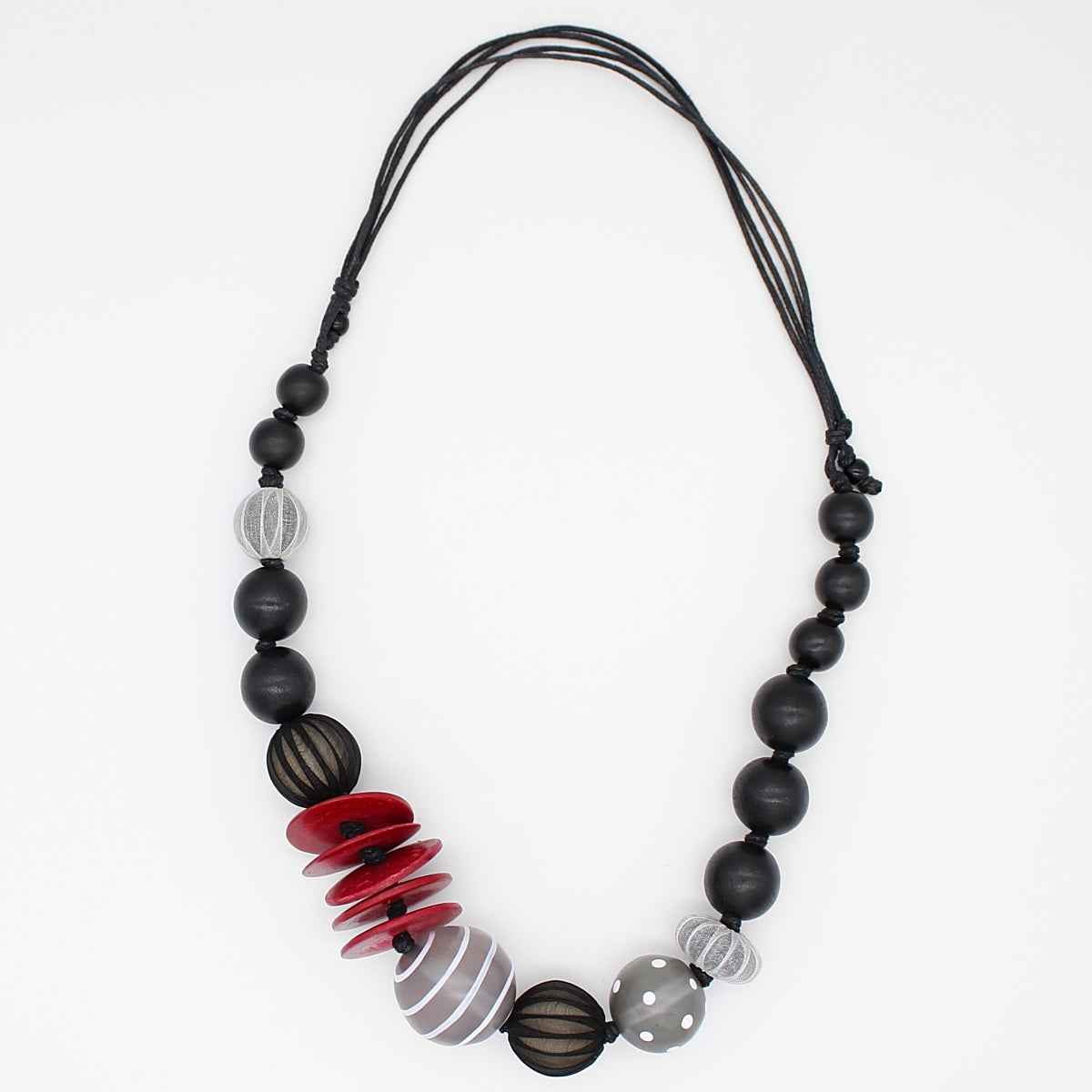 Black and Red Mixed Bead Amara Necklace