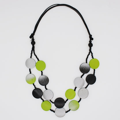 Lime and Black Double Strand Collins Necklace